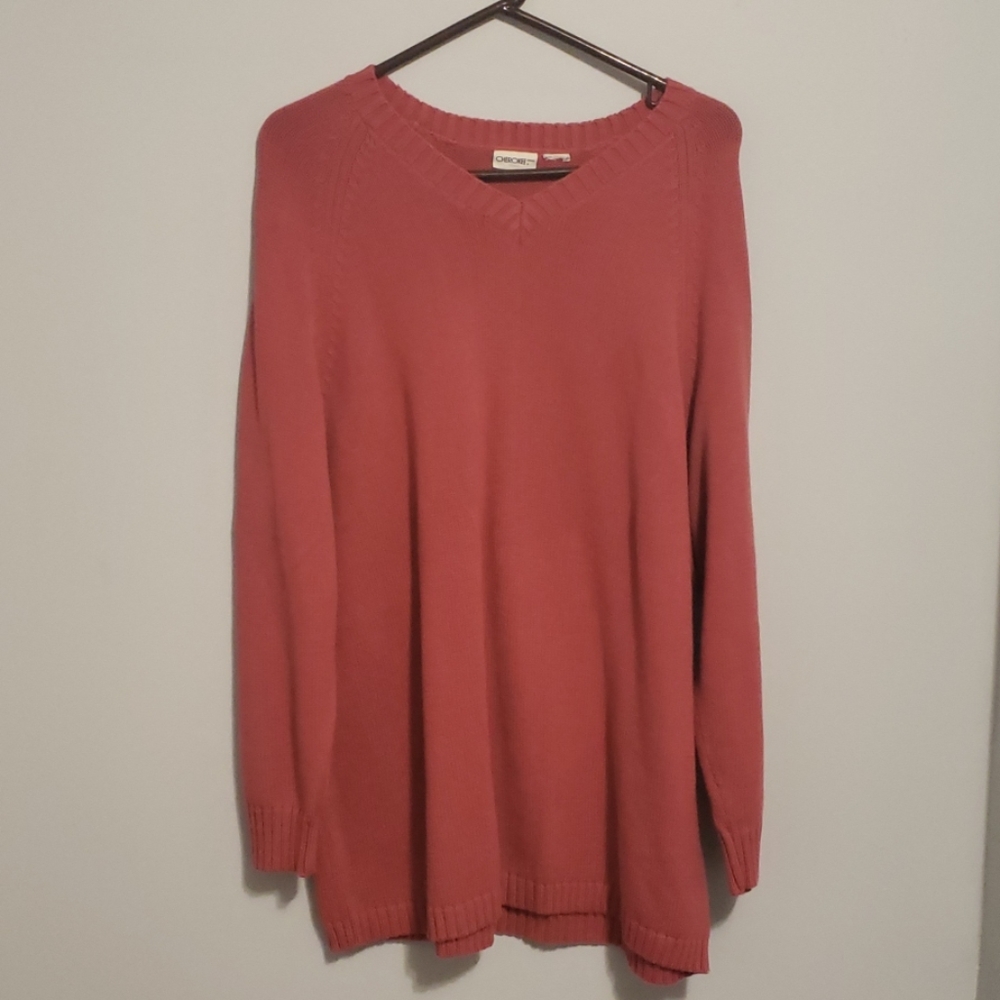 Vintage Women's Large Plum Colored V Neck Sweater